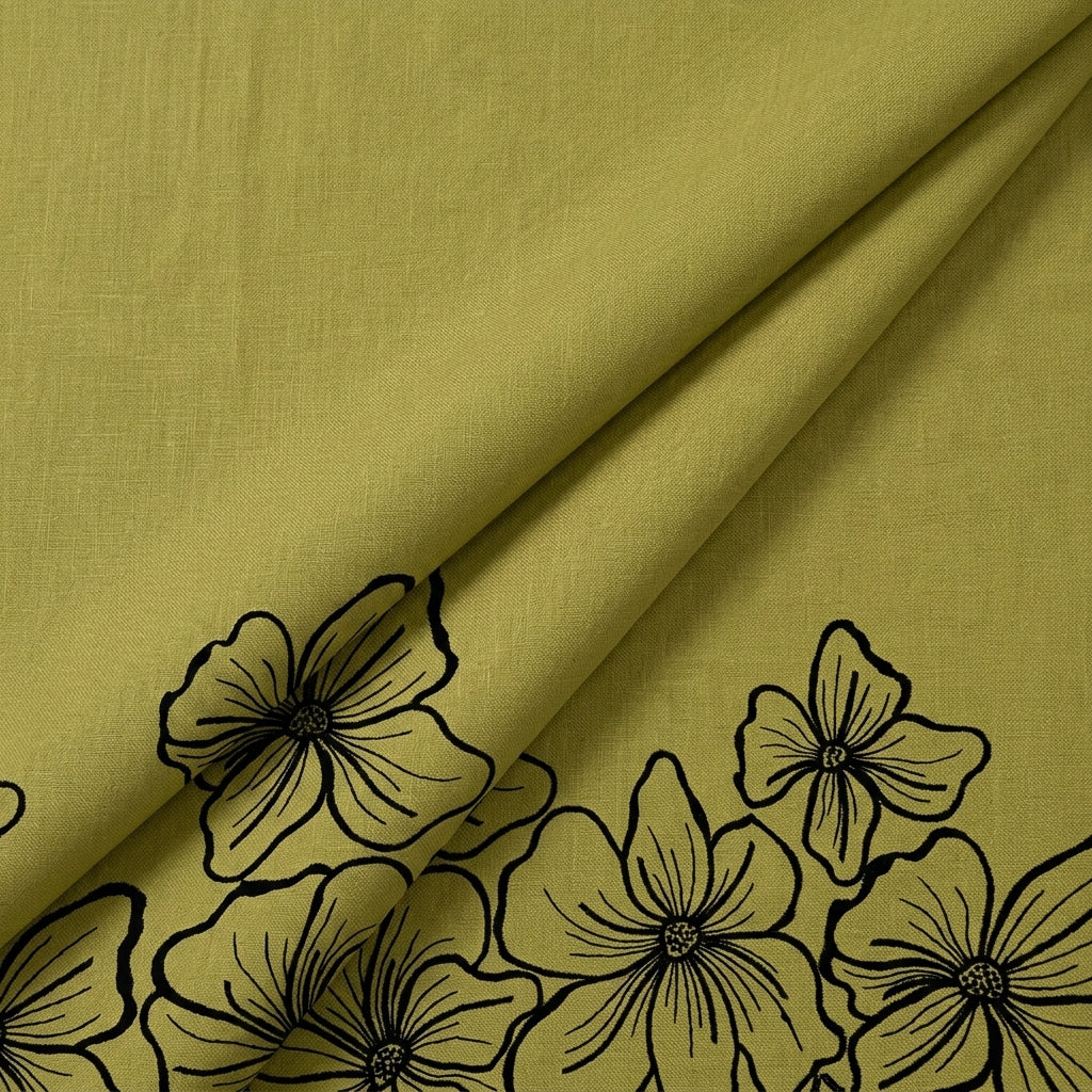 Floral Embroidery Linen Fabric