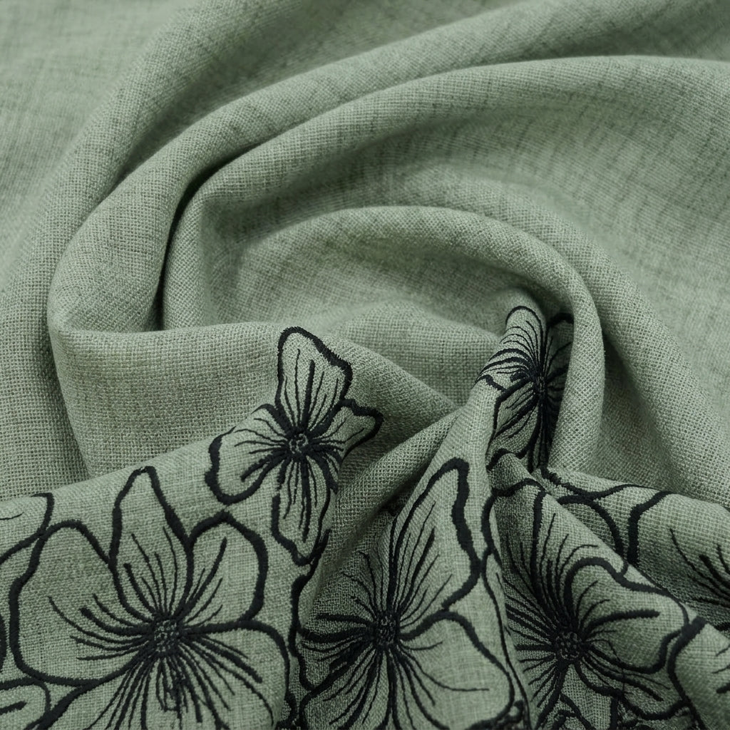Floral Embroidery Linen Fabric