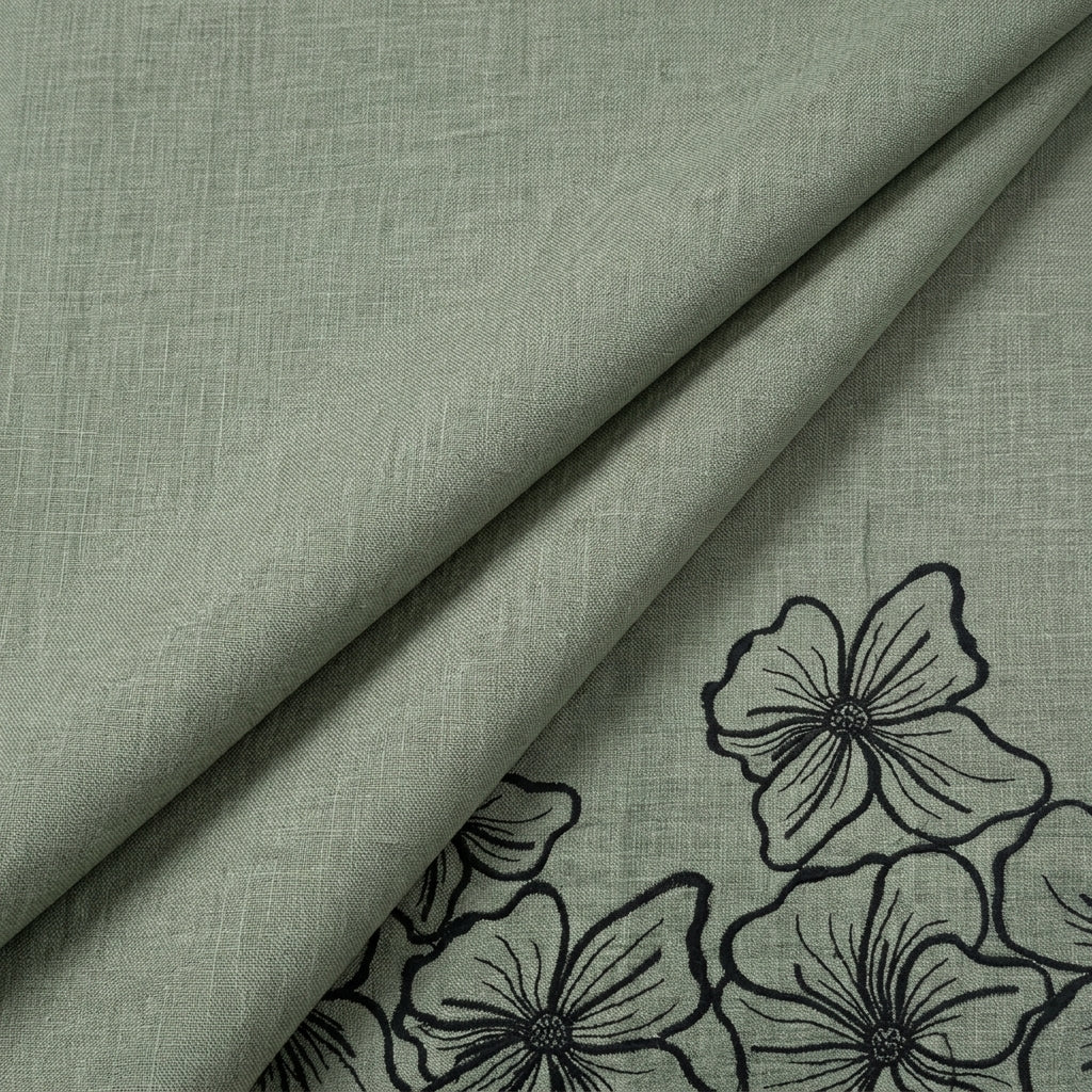 Floral Embroidery Linen Fabric