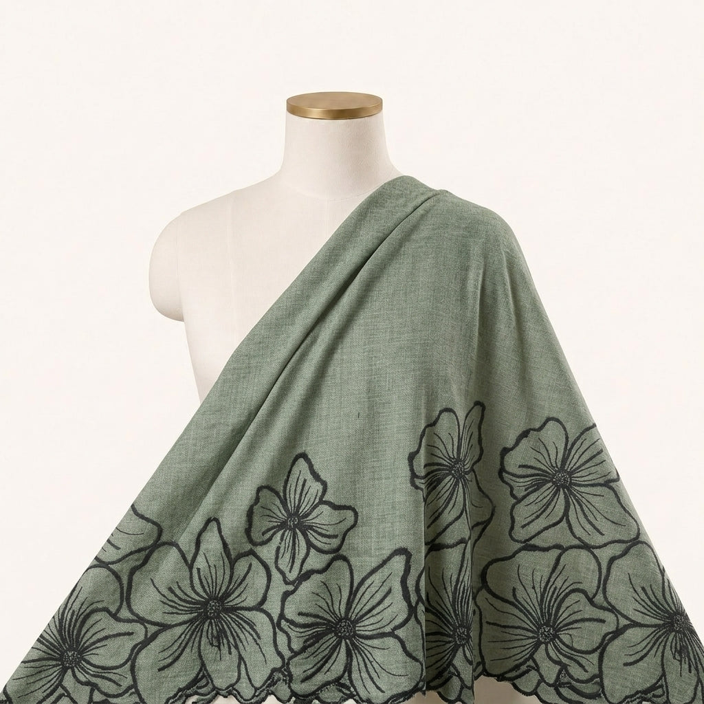 Floral Embroidery Linen Fabric