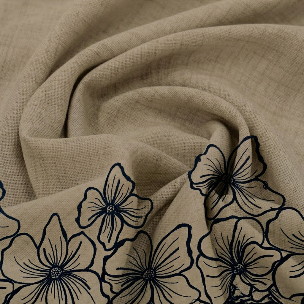 Floral Embroidery Linen Fabric