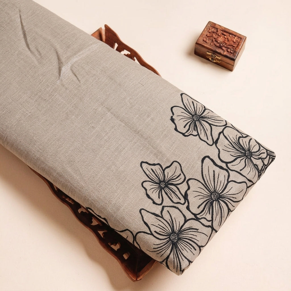 Floral Embroidery Linen Fabric