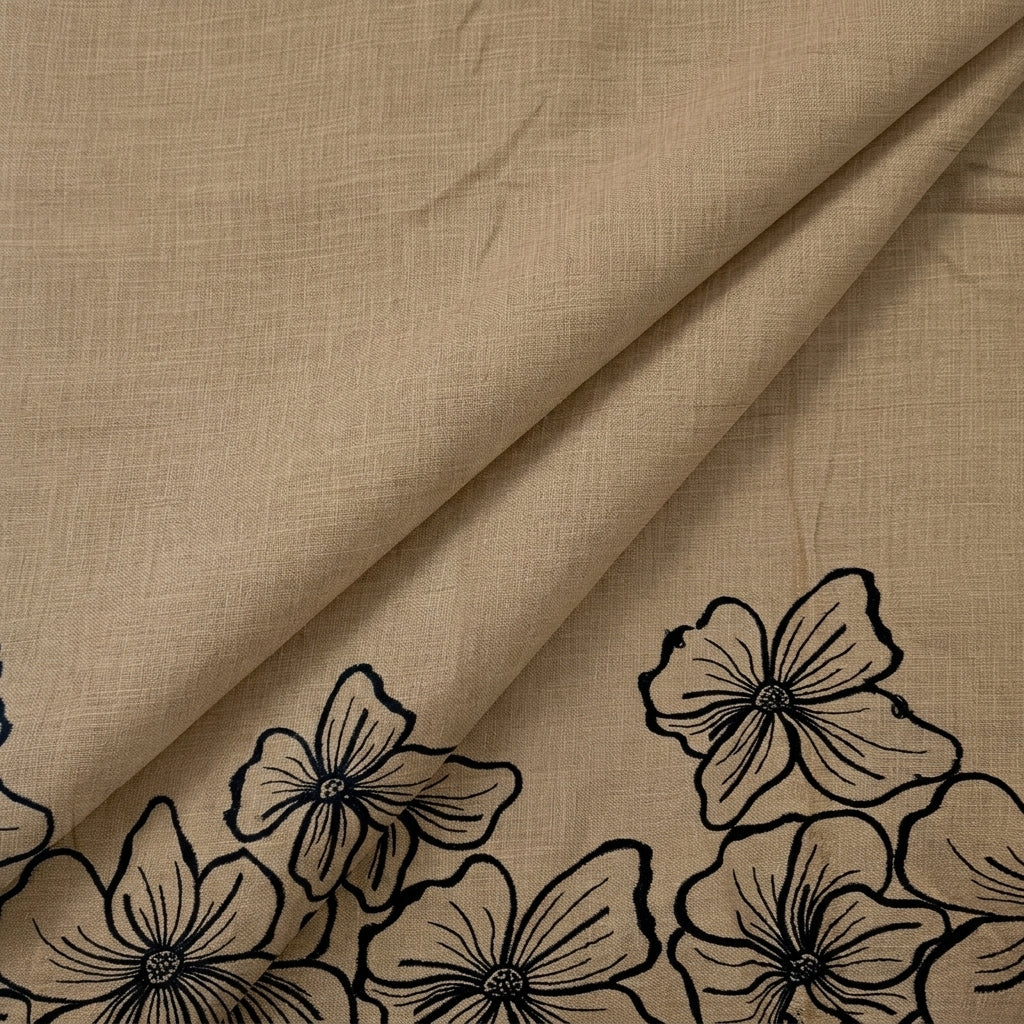 Floral Embroidery Linen Fabric
