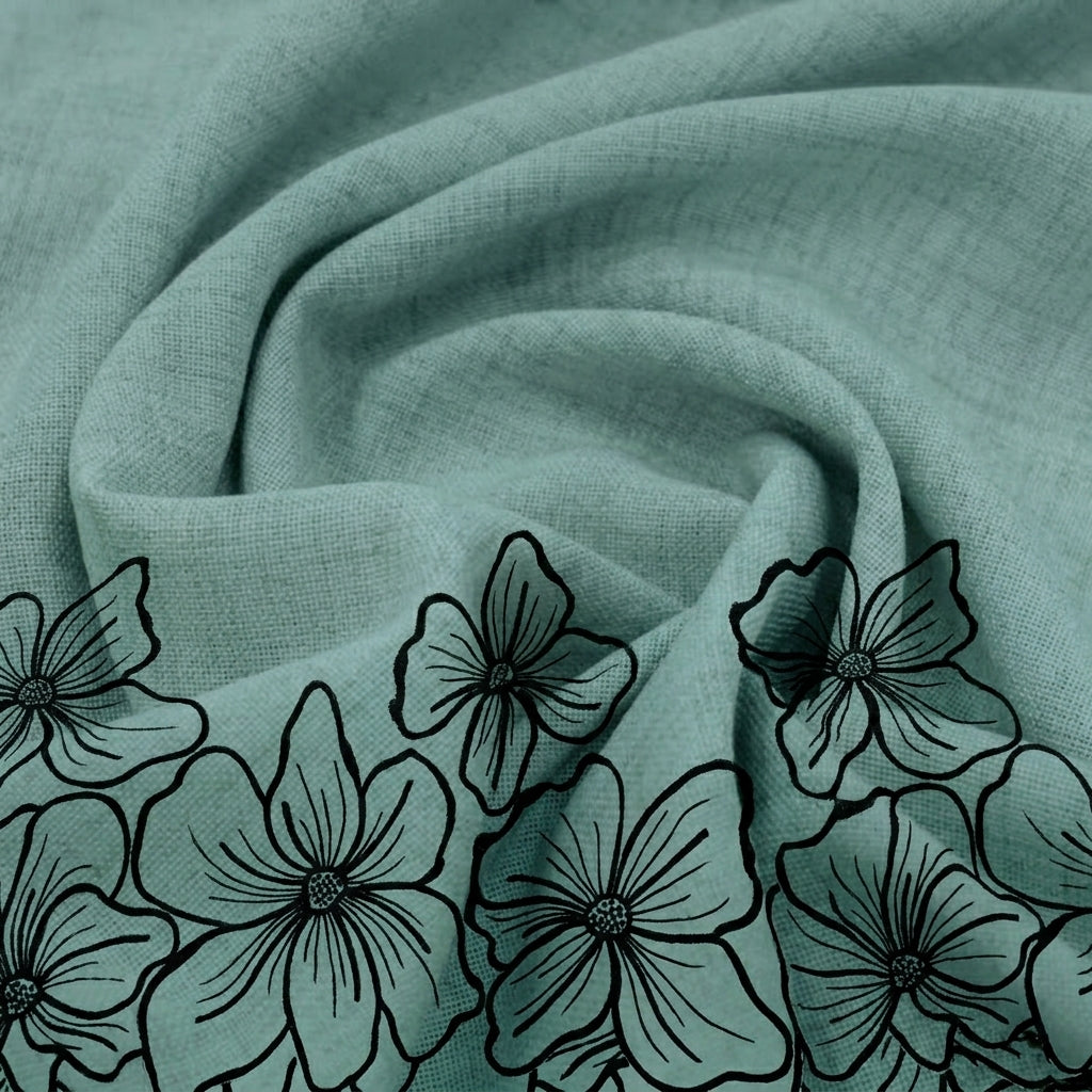 Floral Embroidery Linen Fabric
