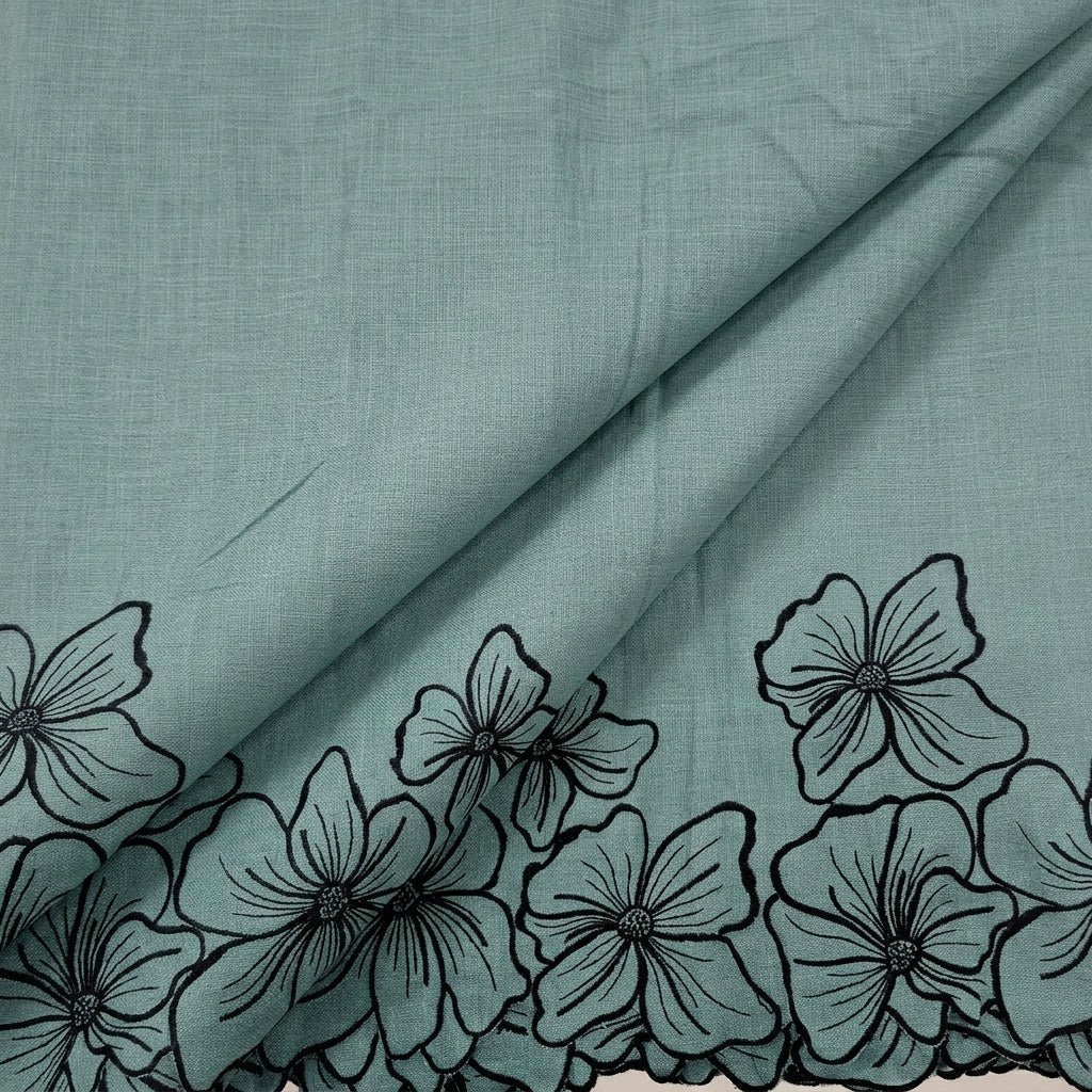 Floral Embroidery Linen Fabric
