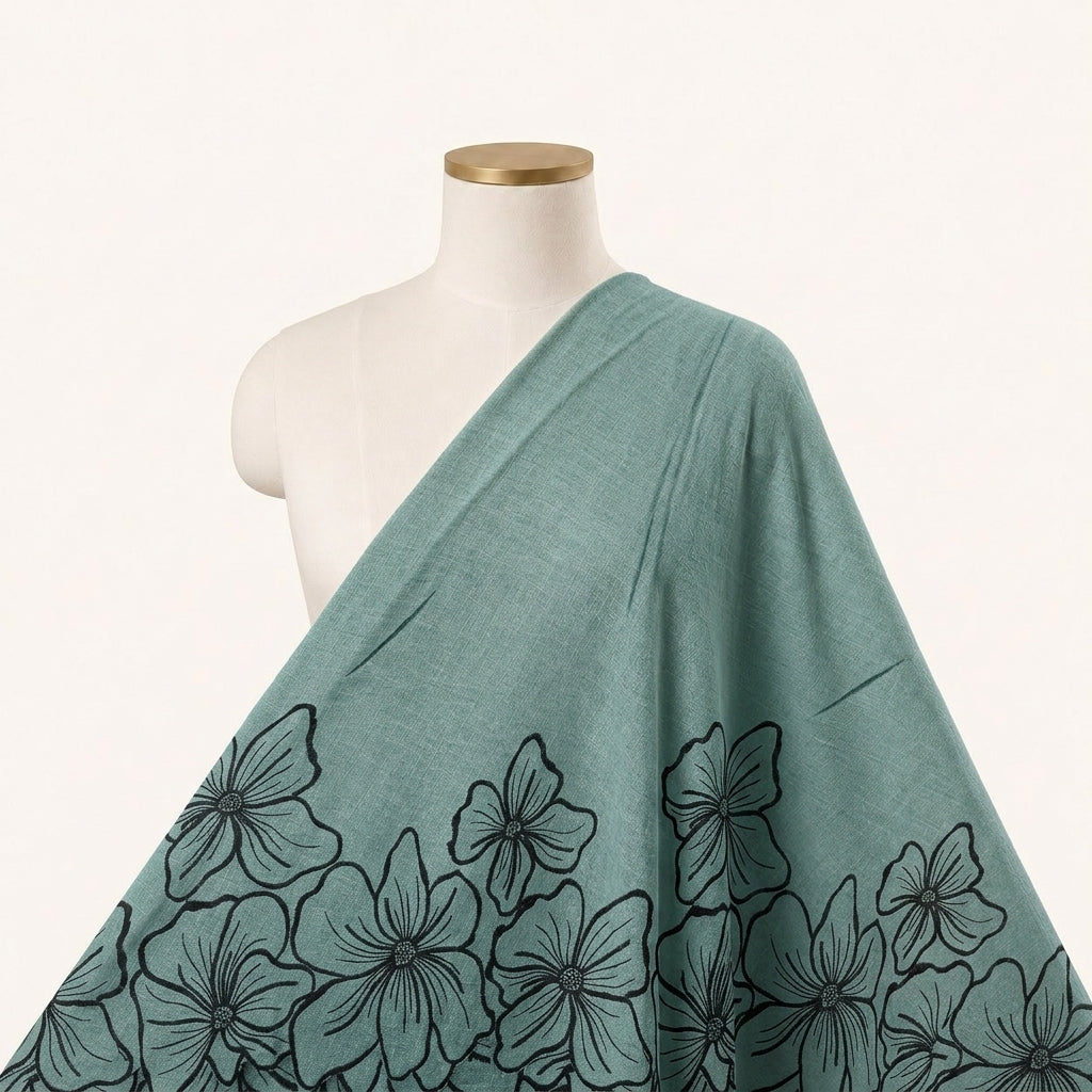 Floral Embroidery Linen Fabric