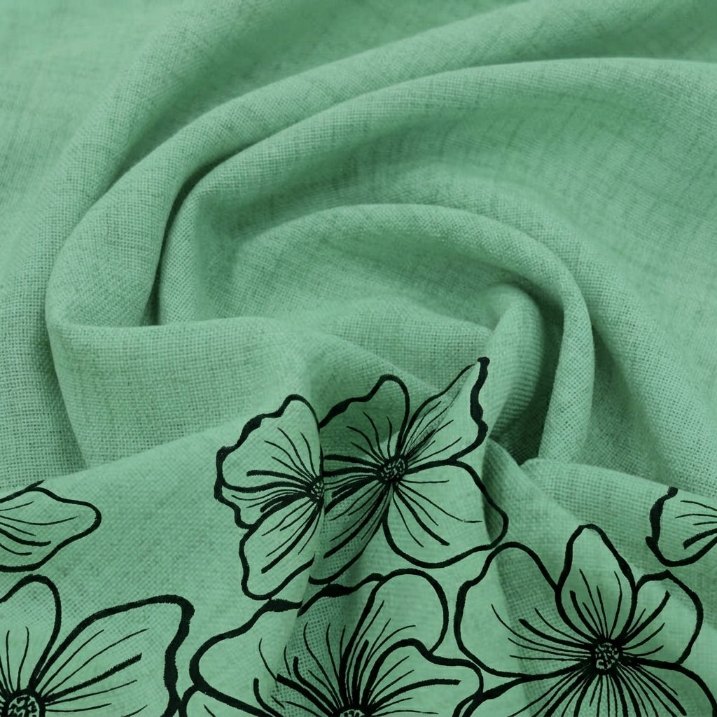 Floral Embroidery Linen Fabric