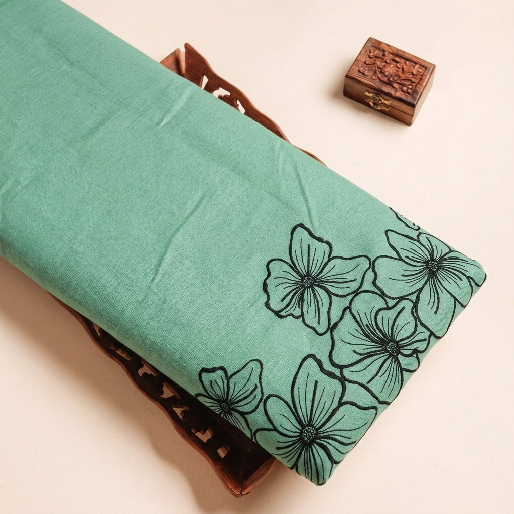 Floral Embroidery Linen Fabric