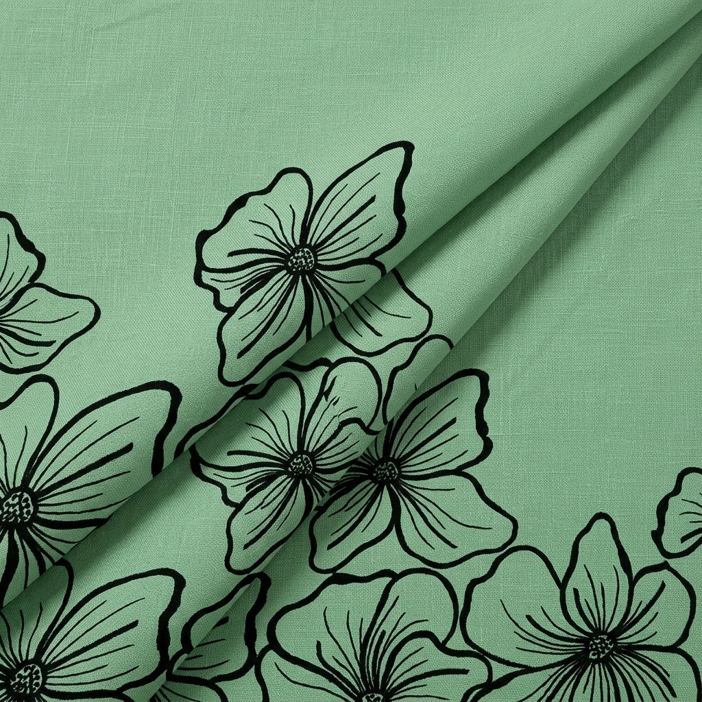 Floral Embroidery Linen Fabric