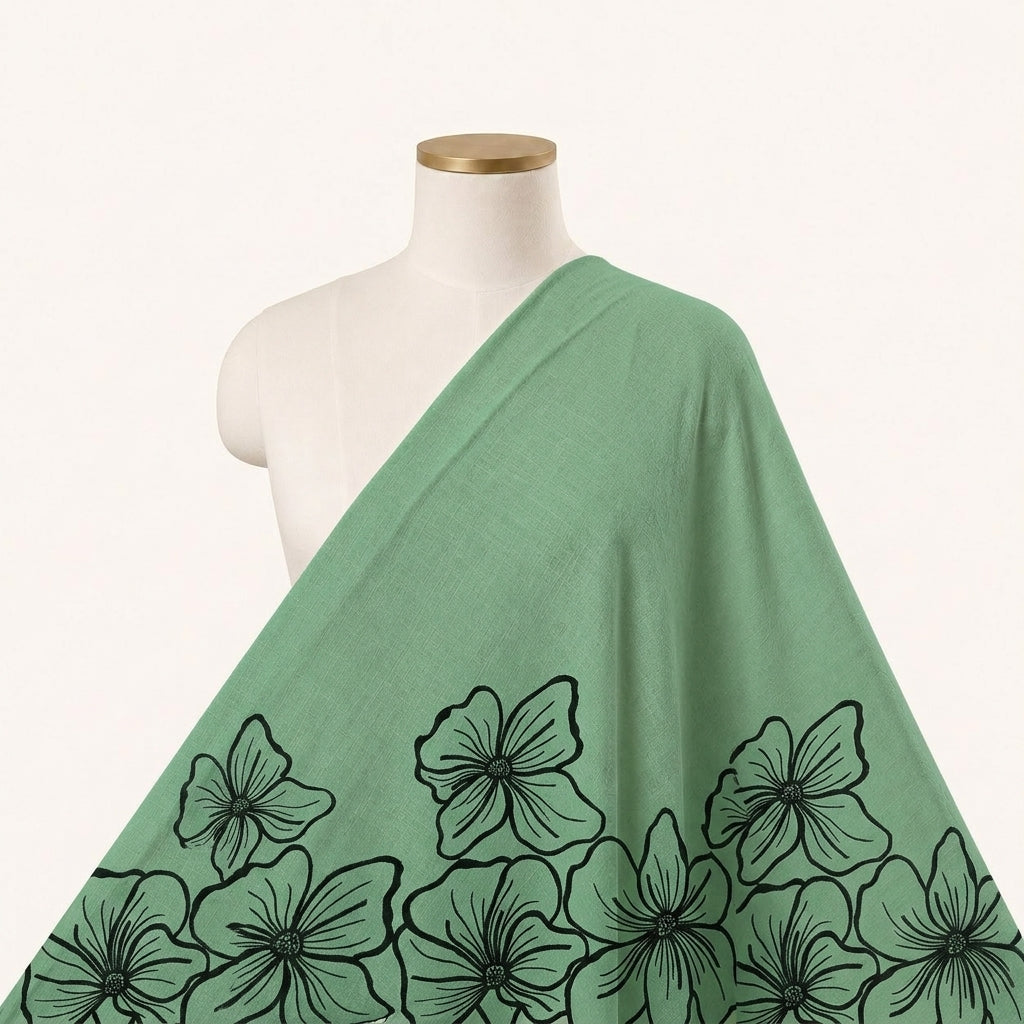 Floral Embroidery Linen Fabric