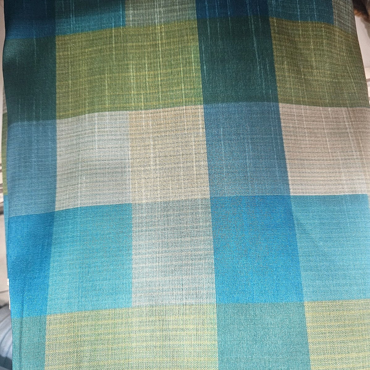Checked Raw Silk Fabric