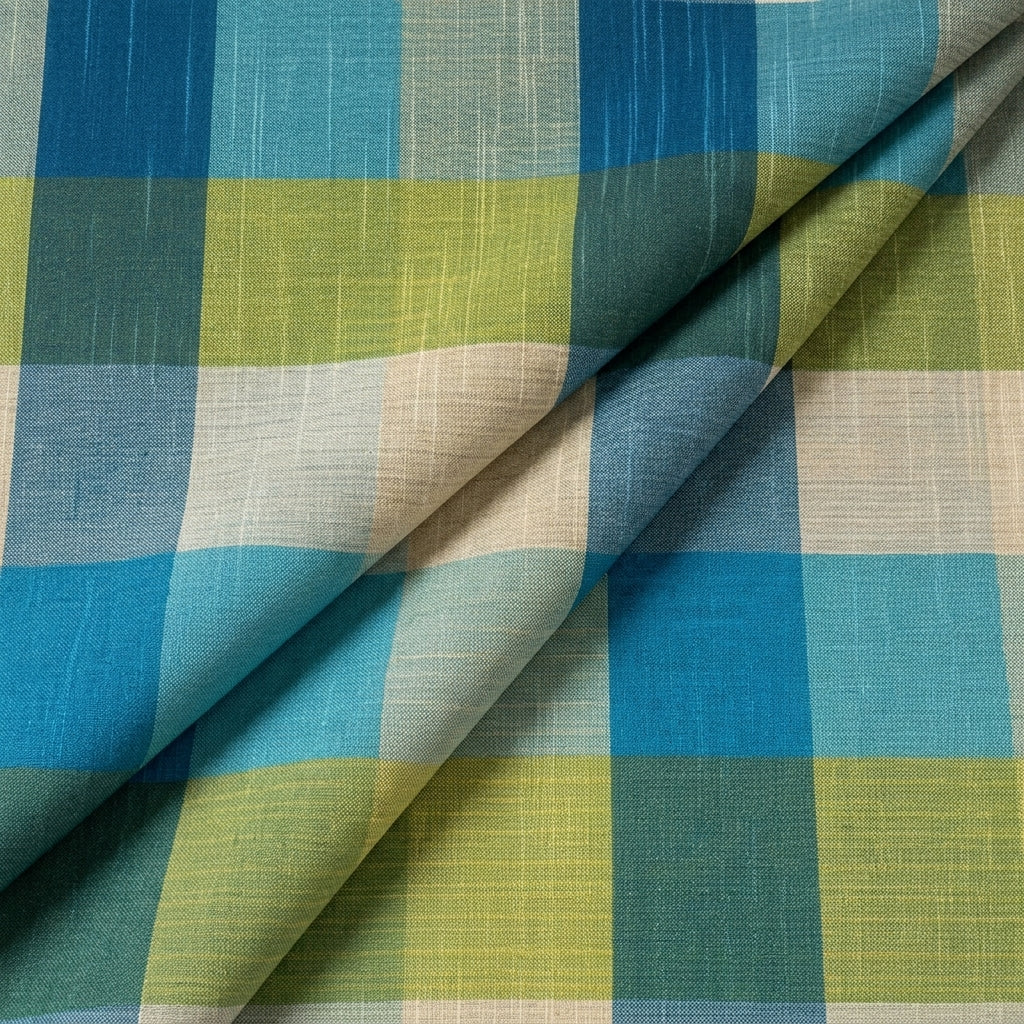 Checked Raw Silk Fabric