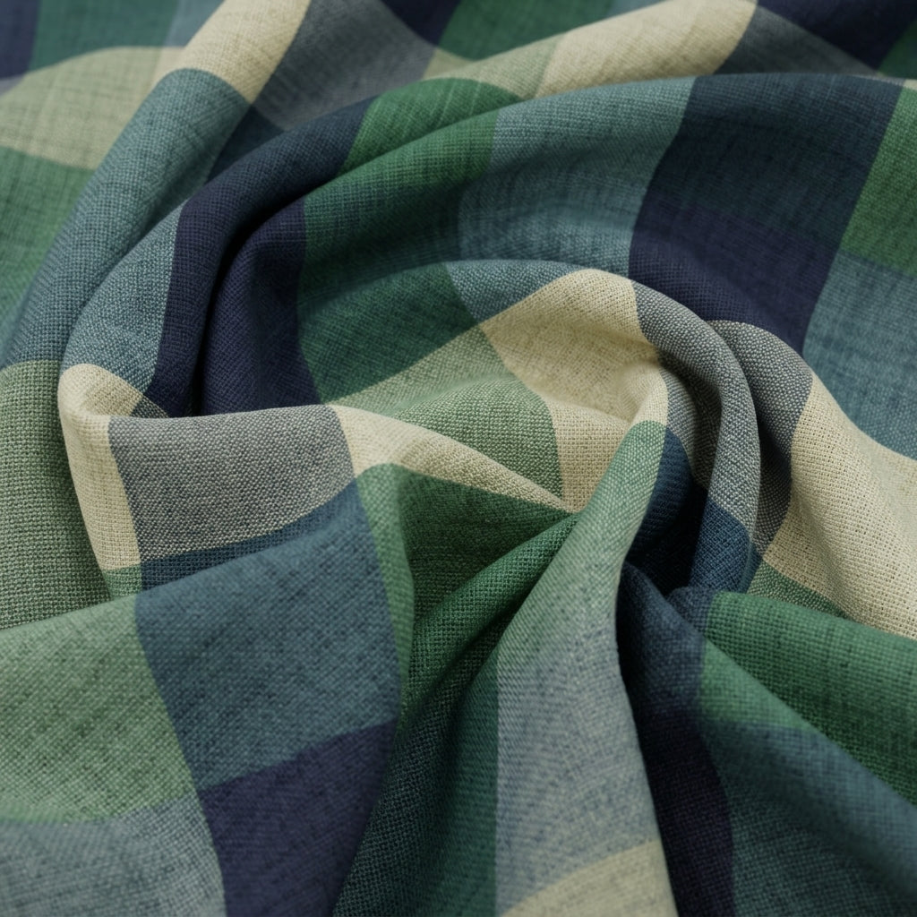 Checked Raw Silk Fabric