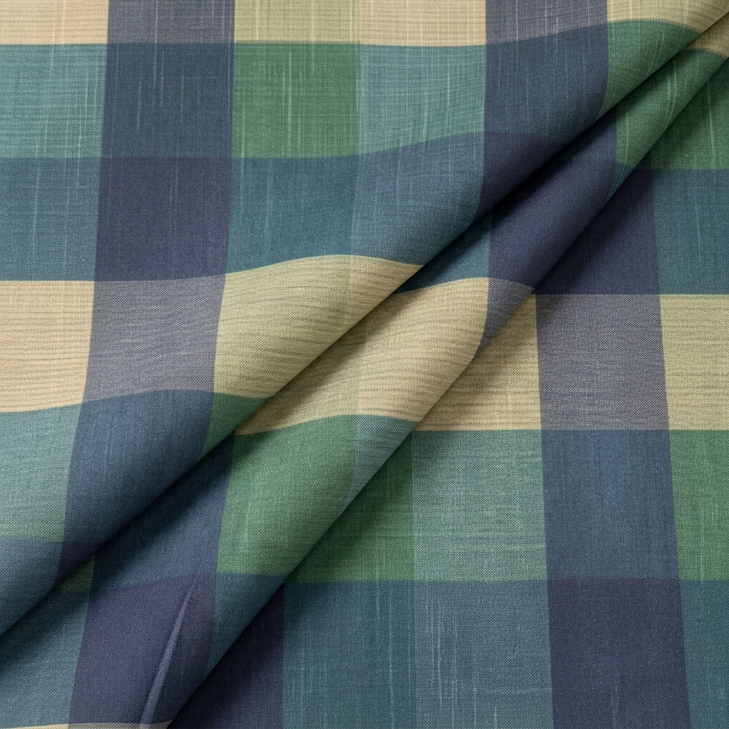Checked Raw Silk Fabric
