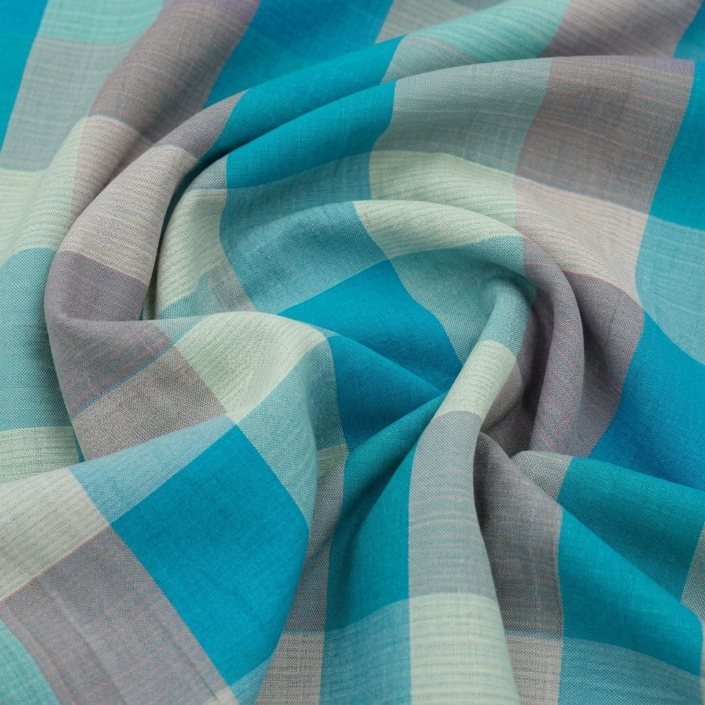 Checked Raw Silk Fabric