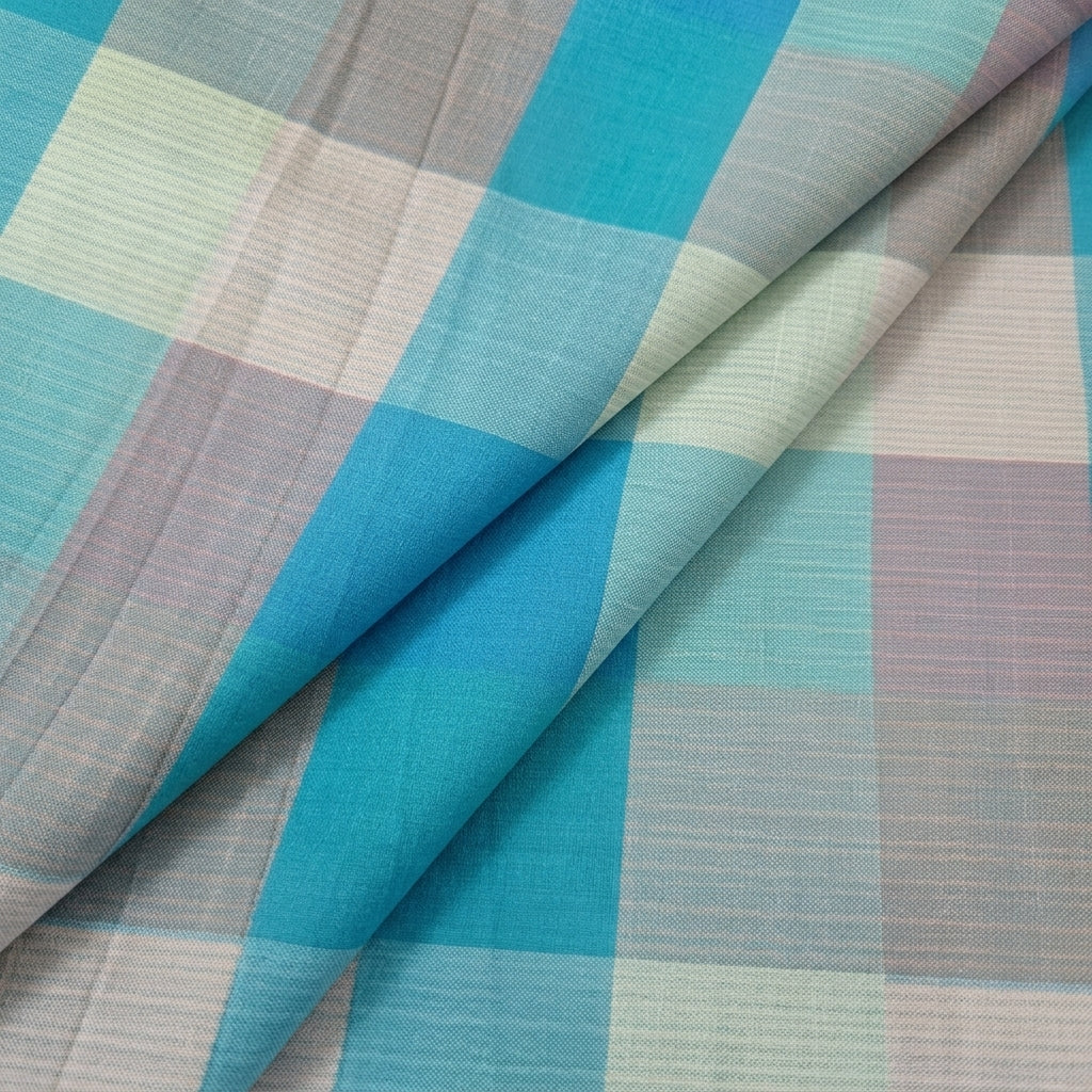Checked Raw Silk Fabric