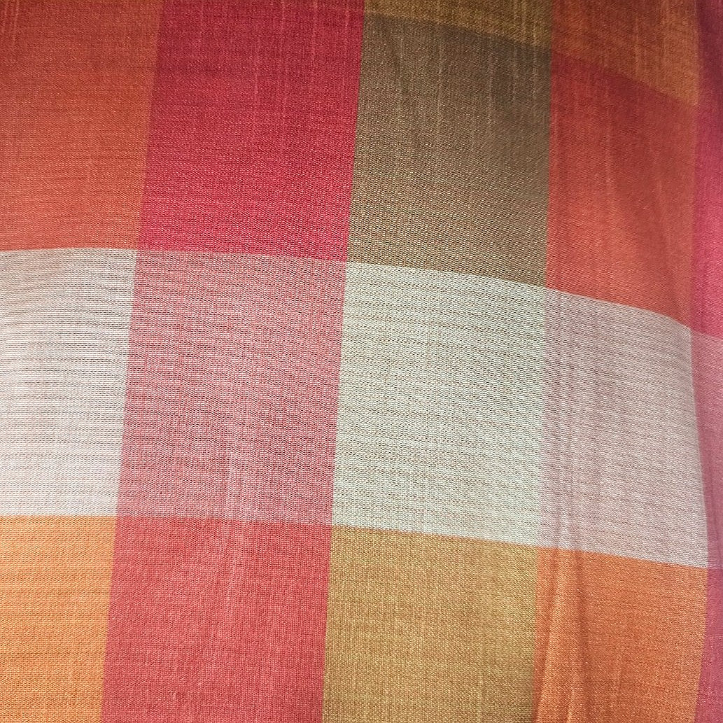 Checked Raw Silk Fabric