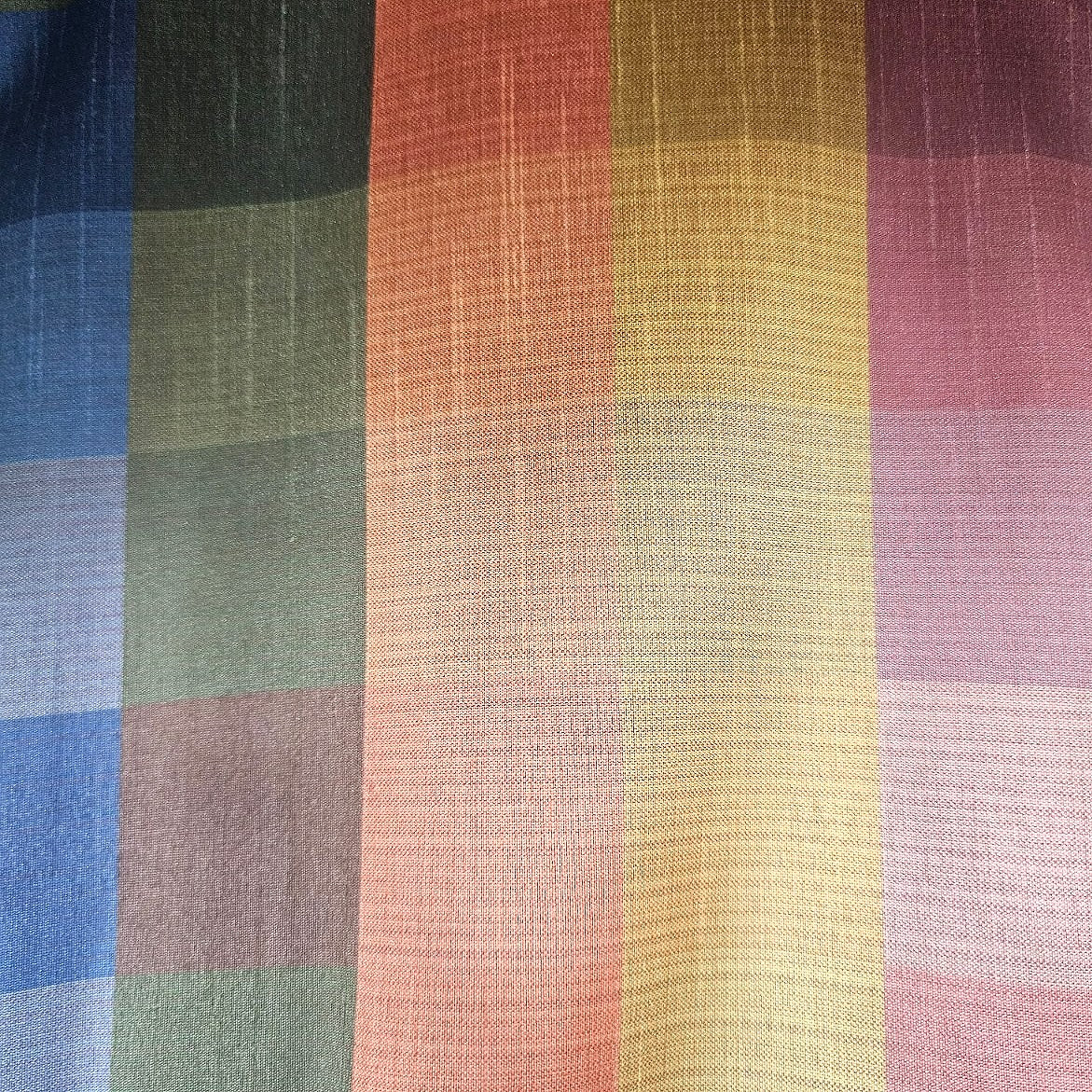 Checked Raw Silk Fabric