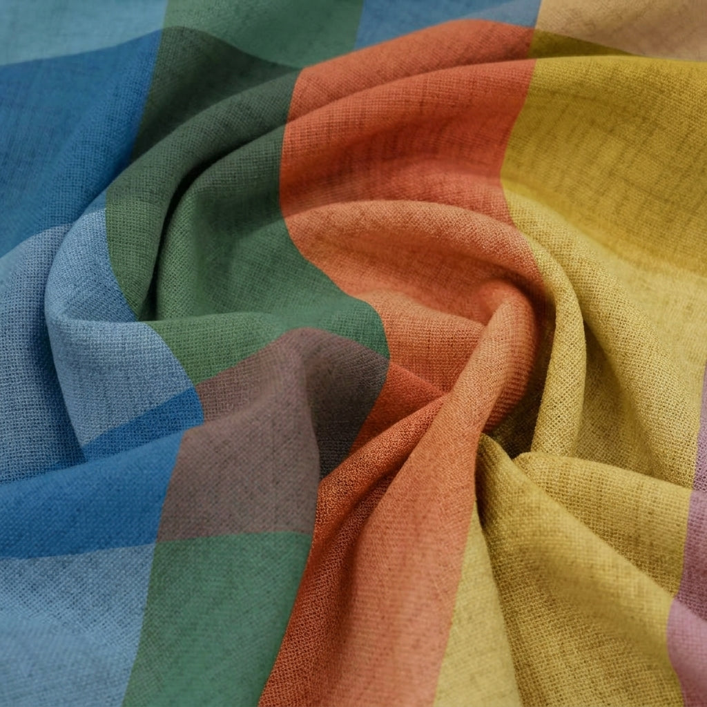 Checked Raw Silk Fabric