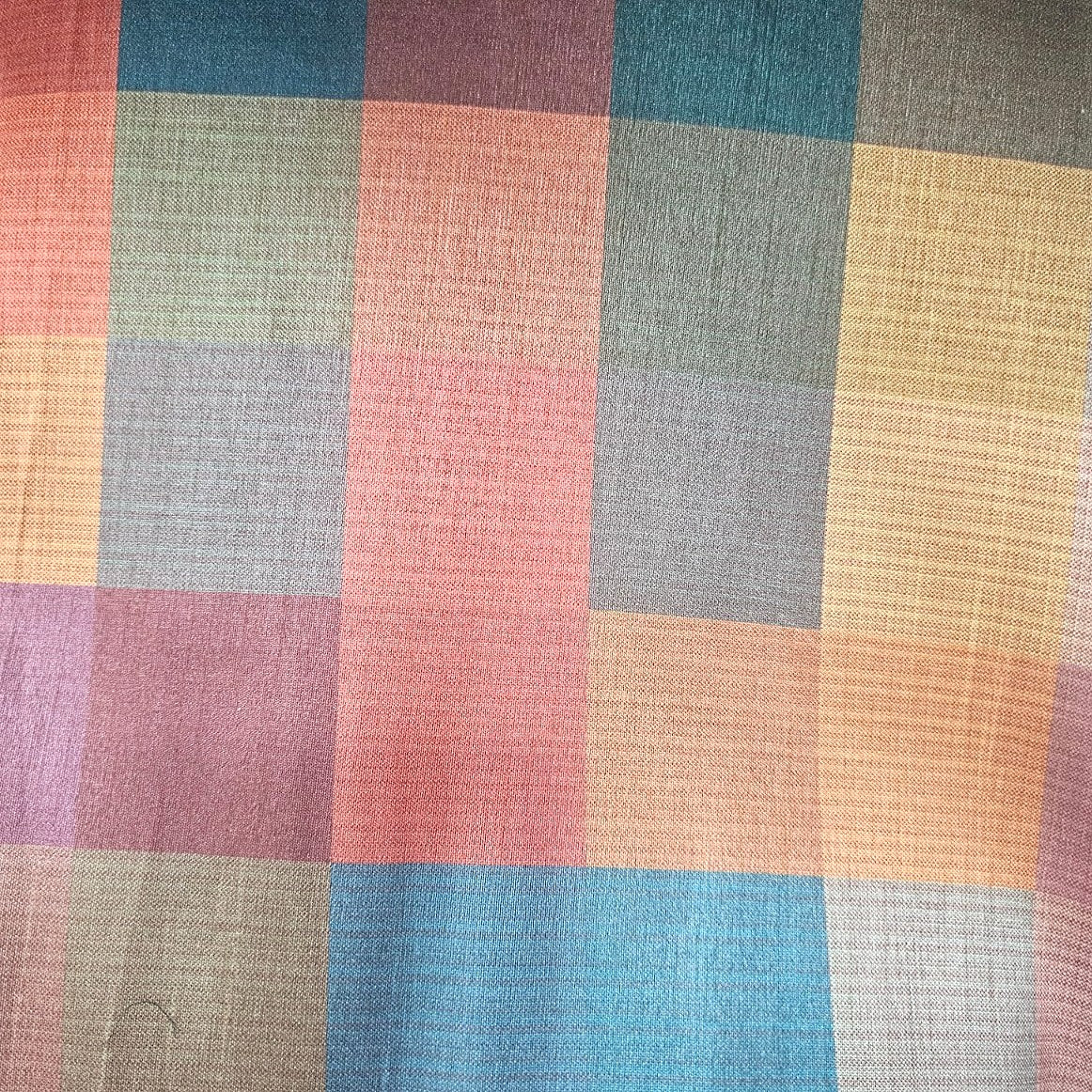 Checked Raw Silk Fabric