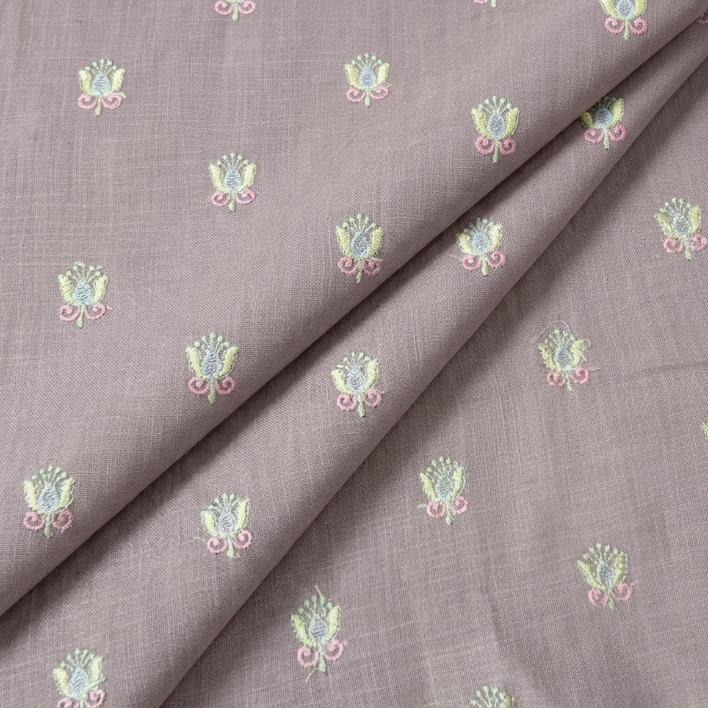 Folded Embroidery Ivory Embroidery Linen Fabric