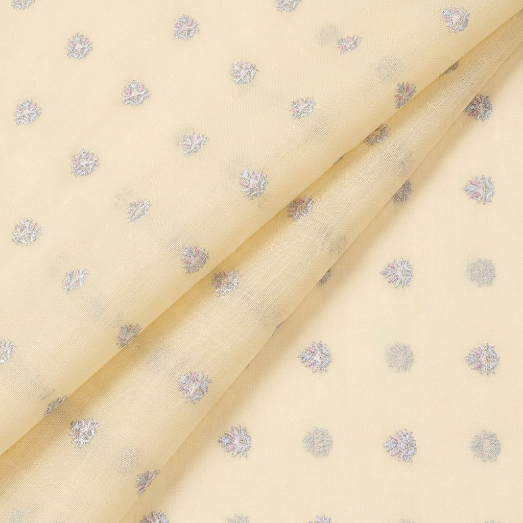 Folded Embroidery Yellow Embroidery Linen Fabric