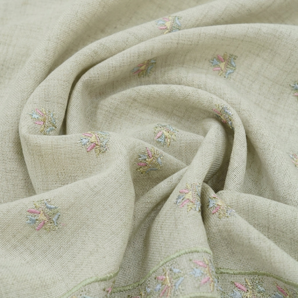 Embroidery Linen Fabric - EC17105 - Swirl