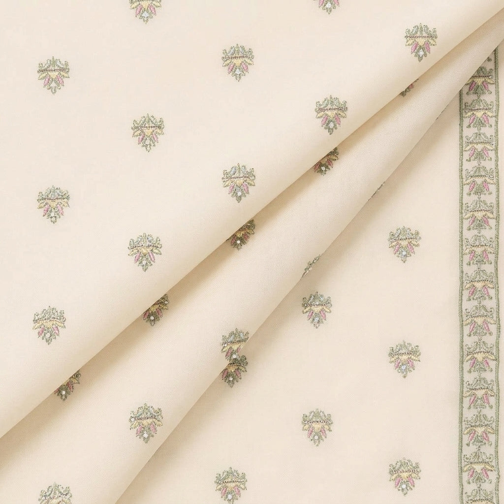 Folded Embroidery Grey Embroidery Linen Fabric
