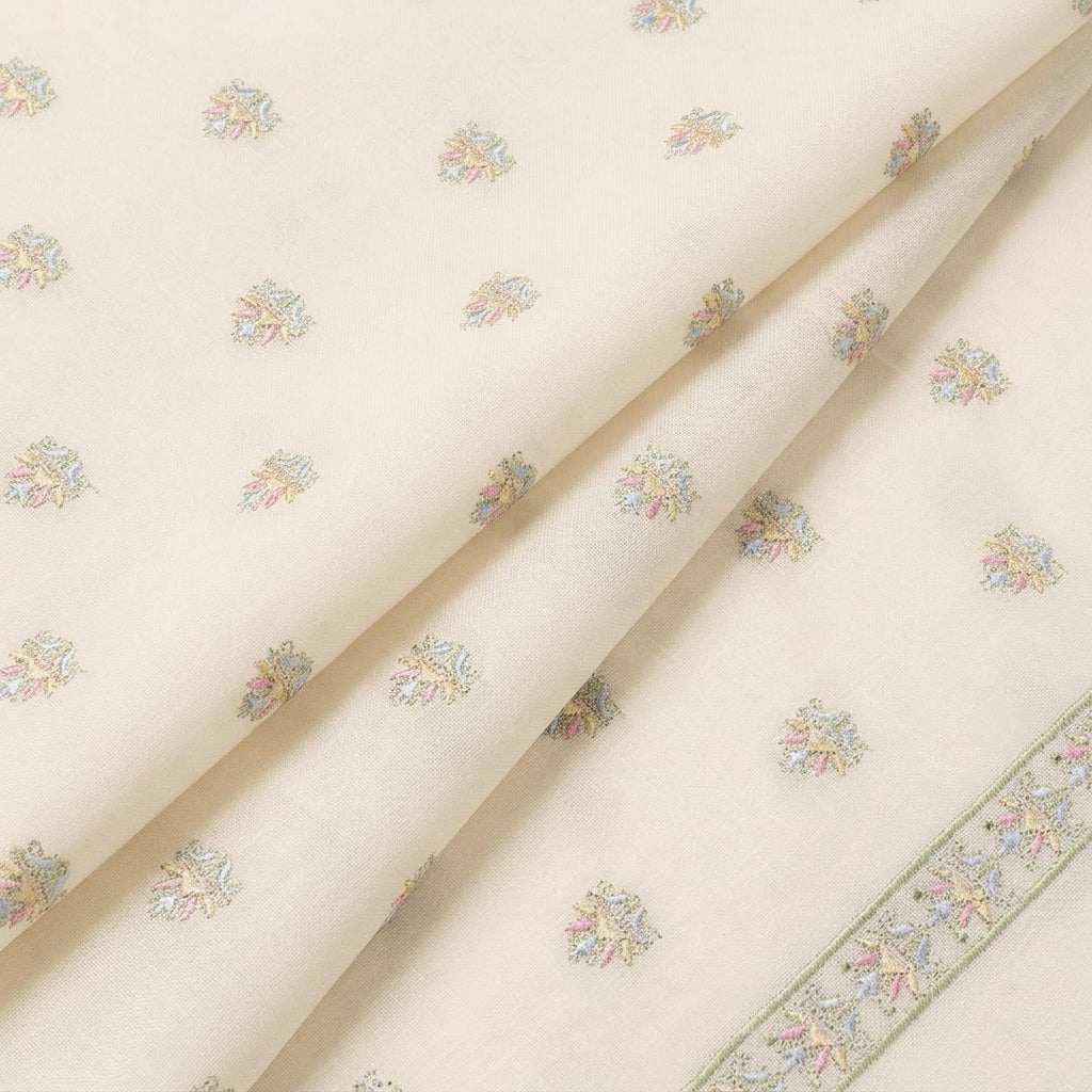 Folded Embroidery Beige Embroidery Linen Fabric