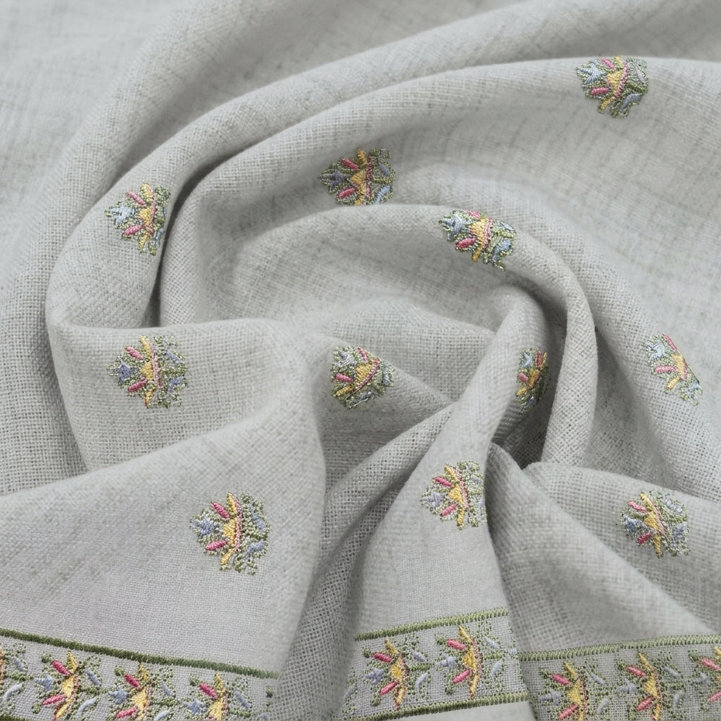 Embroidery Linen Fabric - EC17106 - Swirl