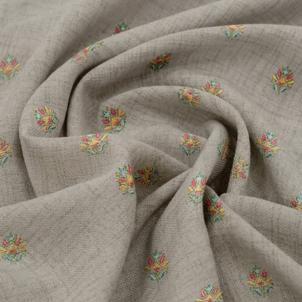 Embroidery Linen Fabric - EC17108 - Swirl