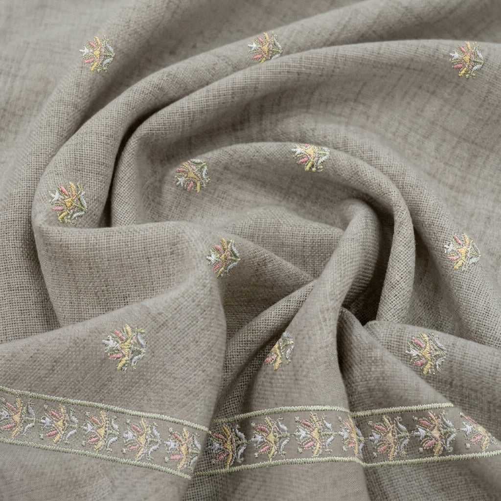 Embroidery Linen Fabric - EC17108 - Swirl
