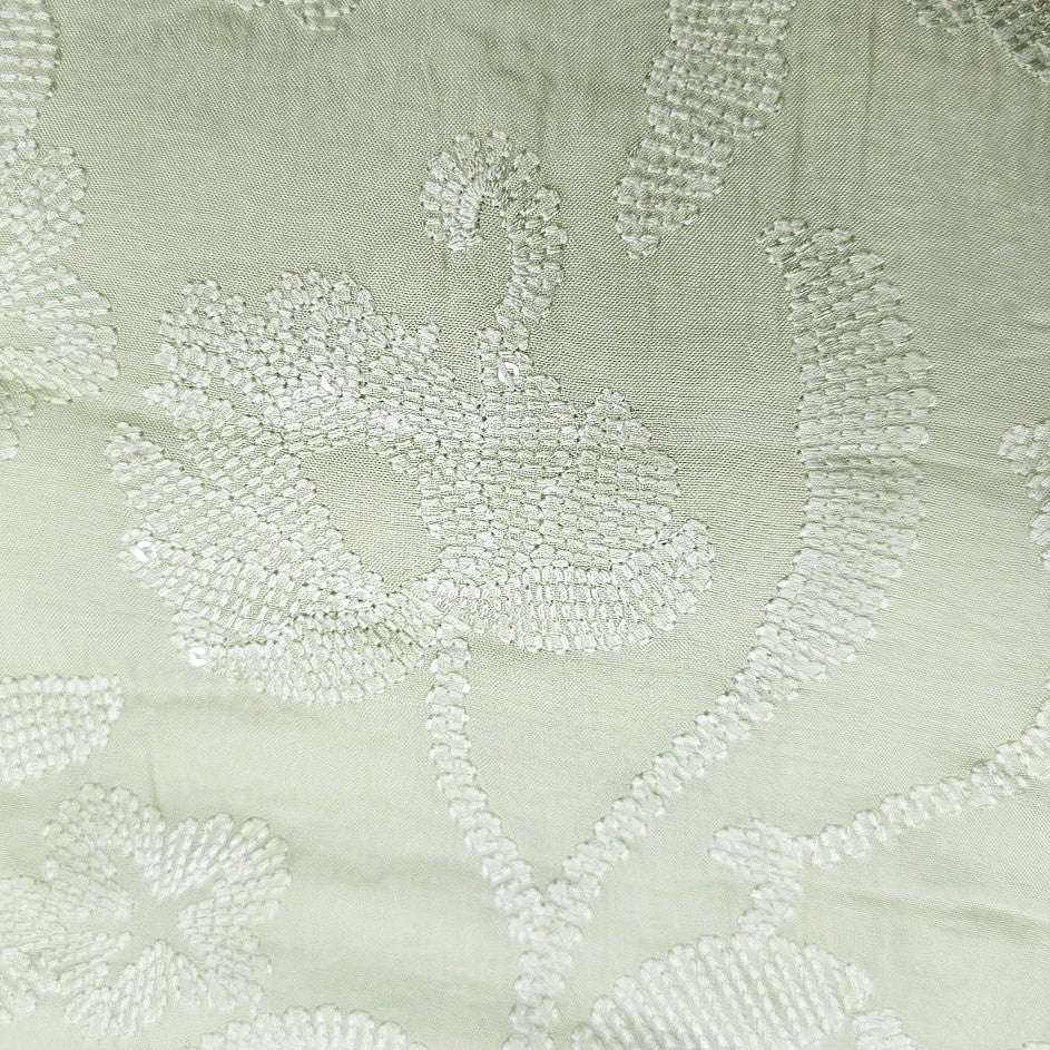 Embroidery Tussar Fabric - EC17136 - Flat fabric