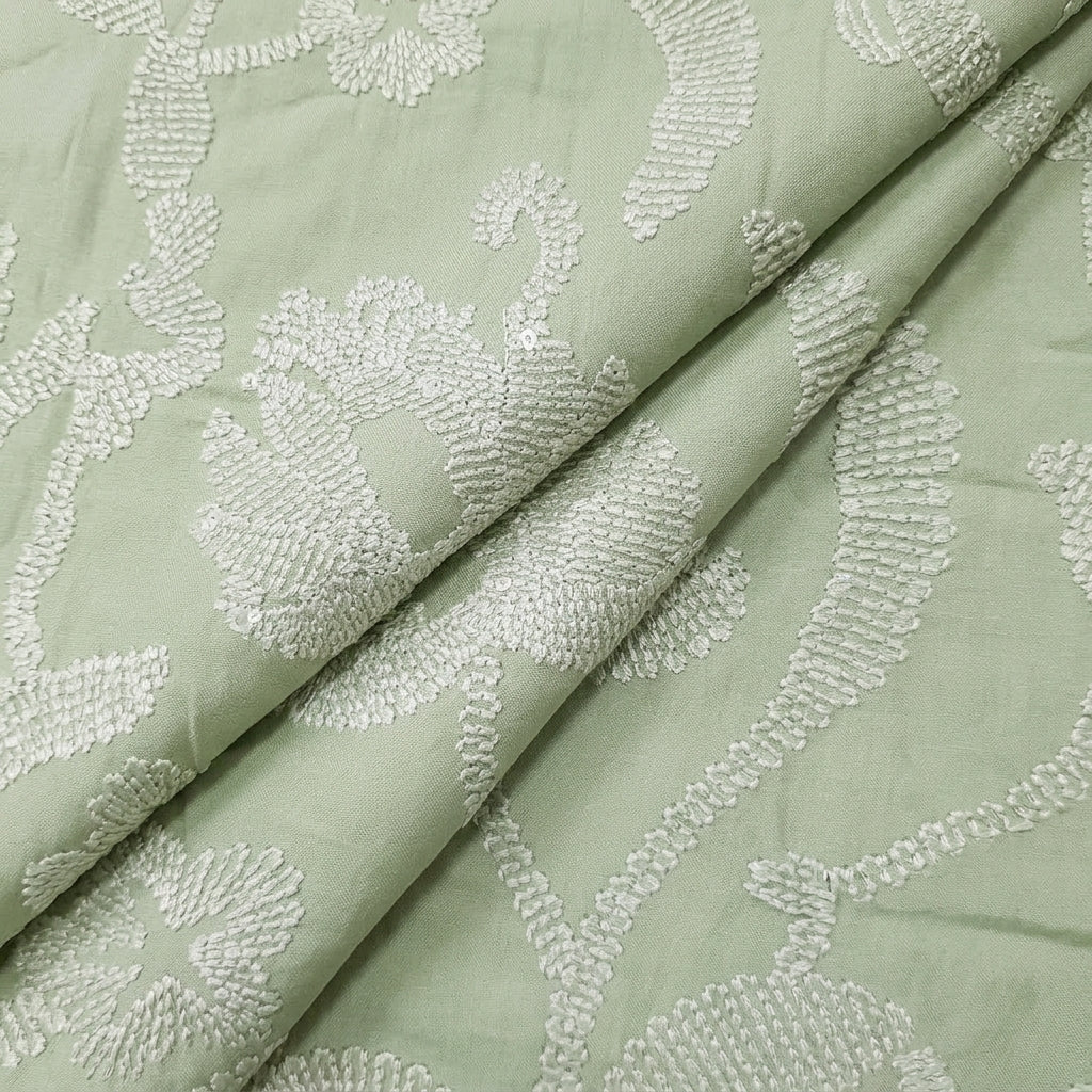 Embroidery Tussar Fabric - EC17136 - folds
