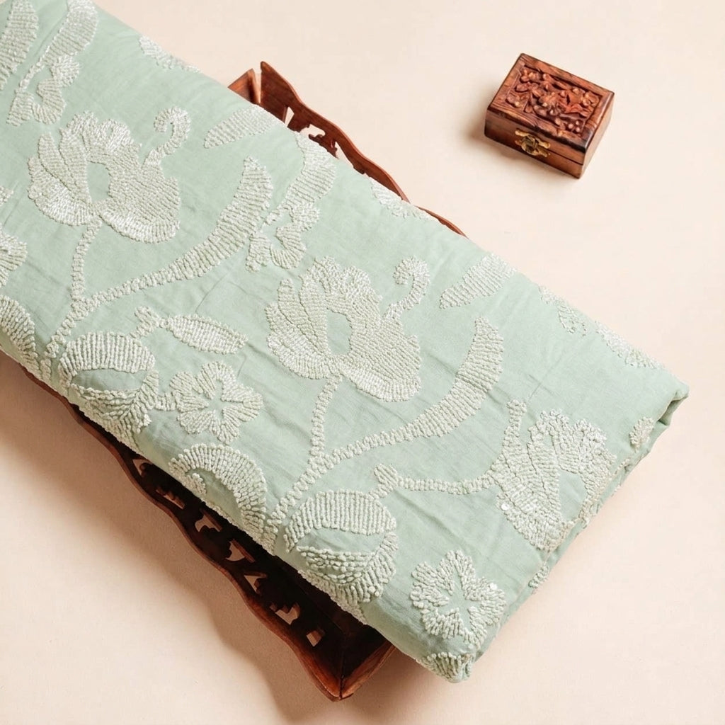 Embroidery Tussar Fabric - EC17136 - tray_3