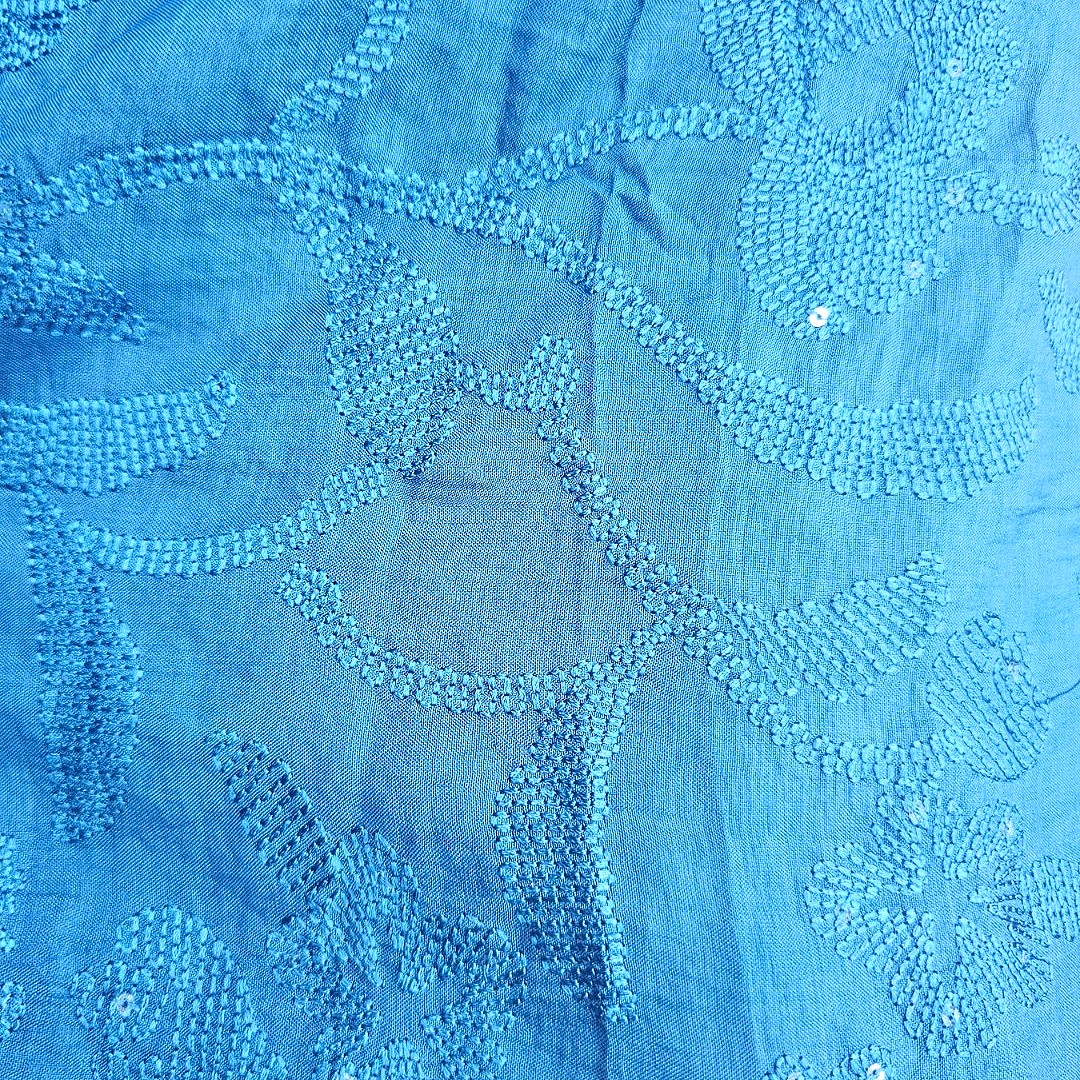 Embroidery Tussar Fabric - EC17137 - Flat fabric