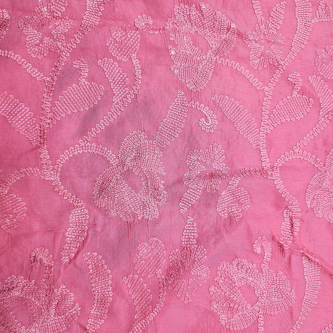Embroidery Tussar Fabric - EC17139 - Flat fabric