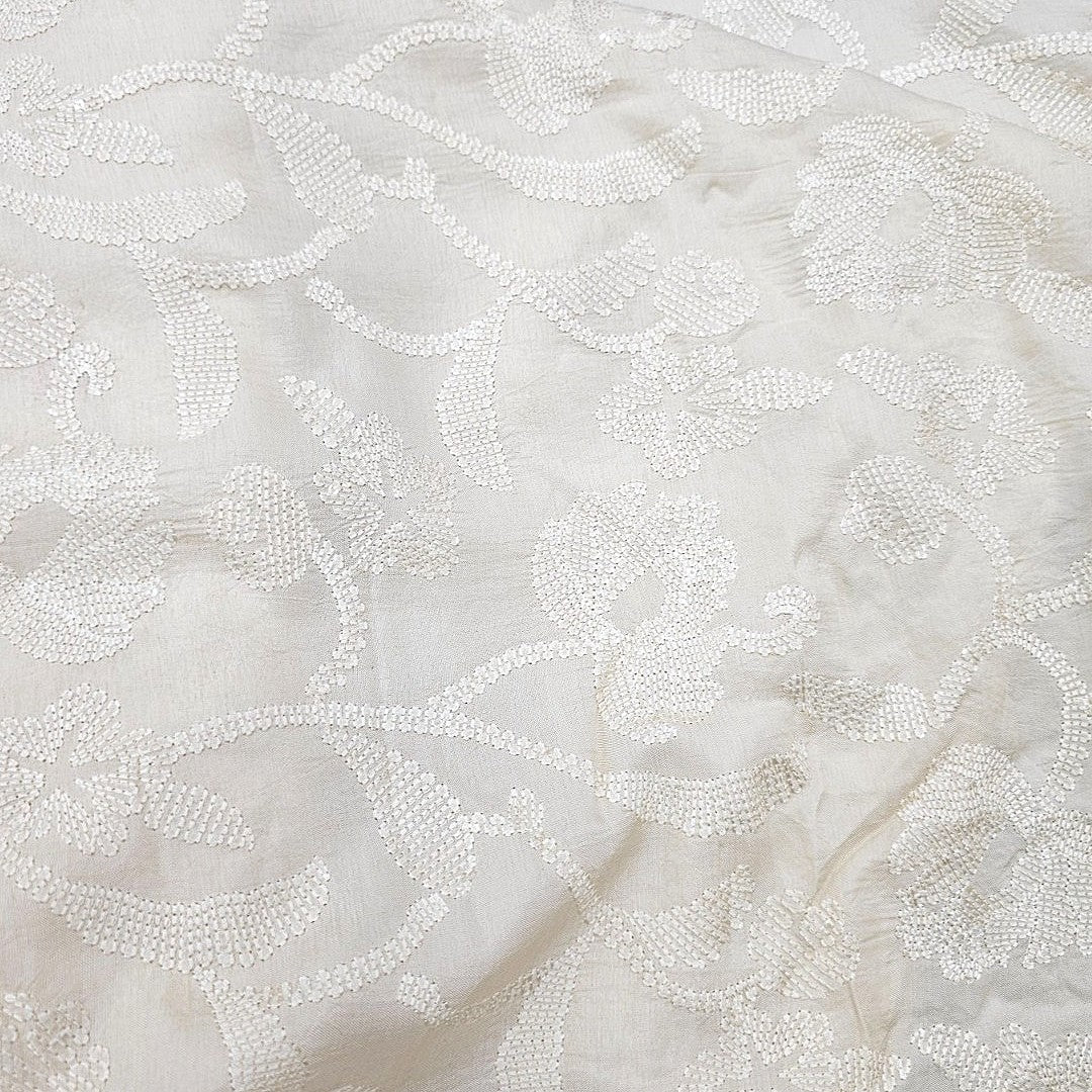 Embroidery Tussar Fabric - EC17141 - Flat fabric