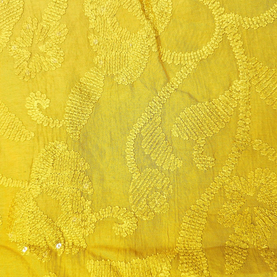 Embroidery Tussar Fabric - EC17142 - Flat fabric
