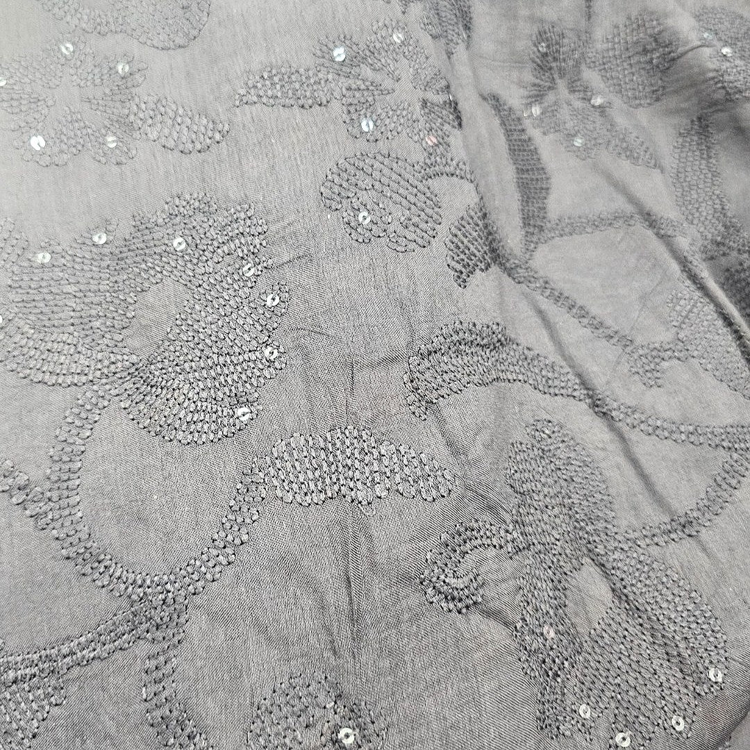 Embroidery Tussar Fabric - EC17144 - Flat fabric