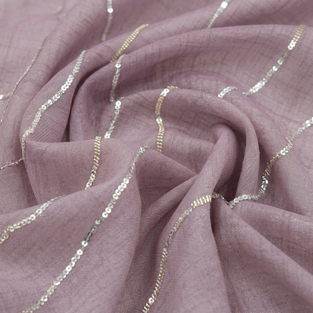 Swirled Embroidery Purple Embroidery Tissue Fabric