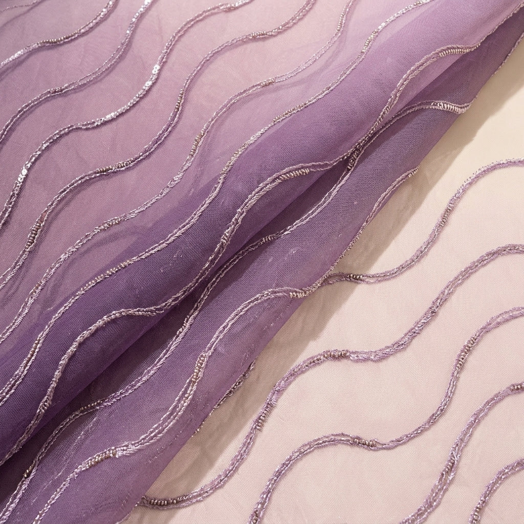 Folded Embroidery Purple Embroidery Tissue Fabric