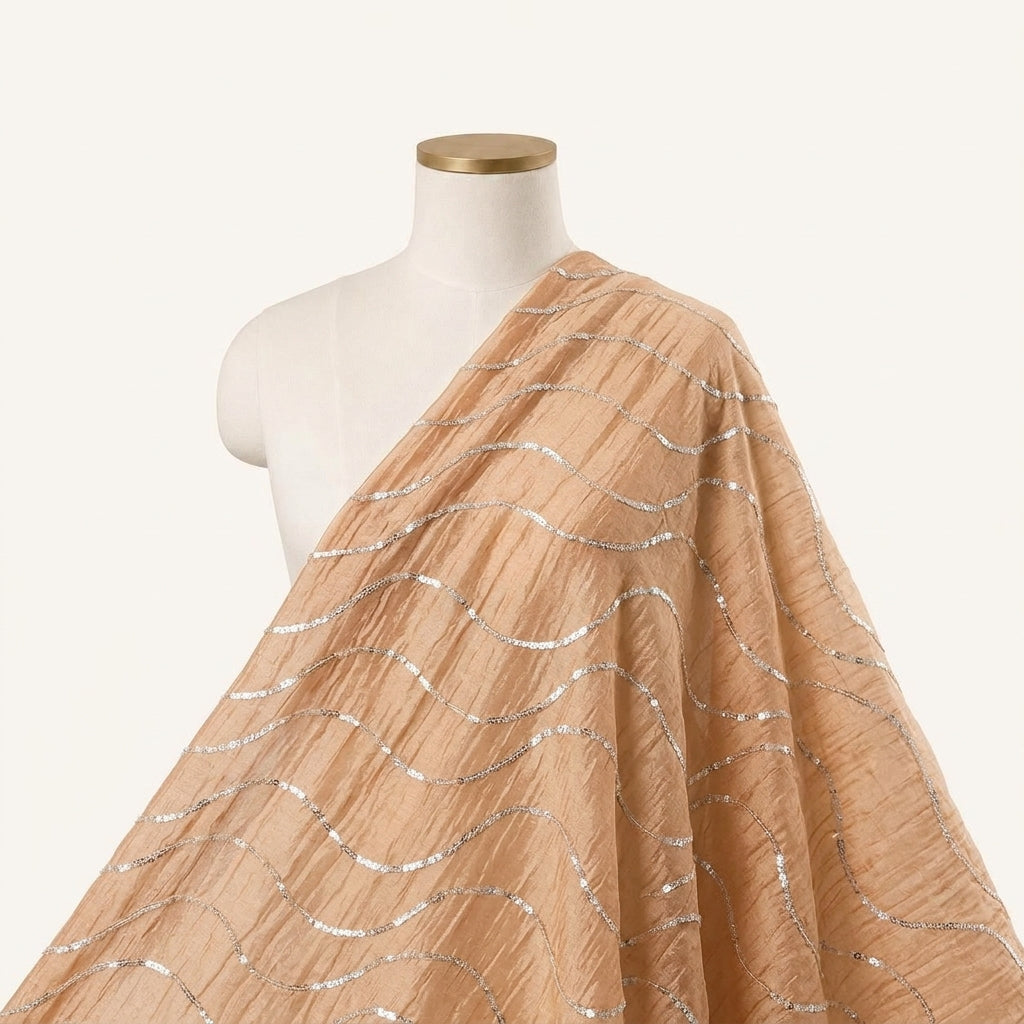 Embroidery Orange Embroidery Tissue Fabric Draped as a saree