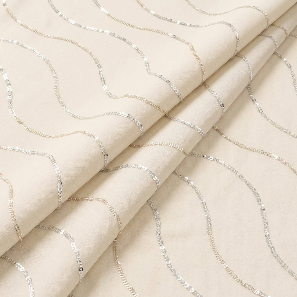 Folded Embroidery Beige Embroidery Tissue Fabric
