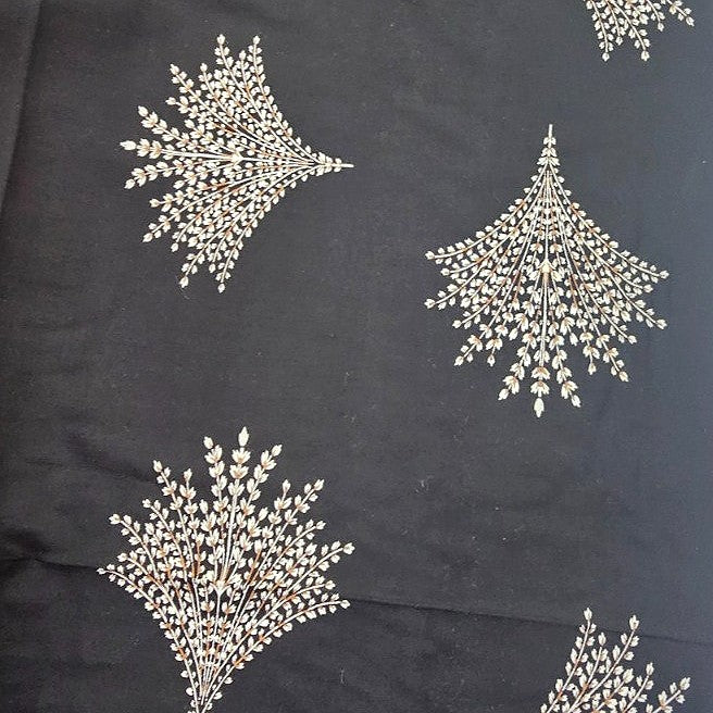 Black Floral Rayon Fabric - EC17169 - EC17169 - Flat fabric