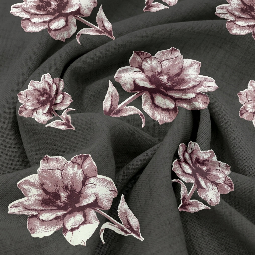 Swirled Floral Green Floral Rayon Fabric