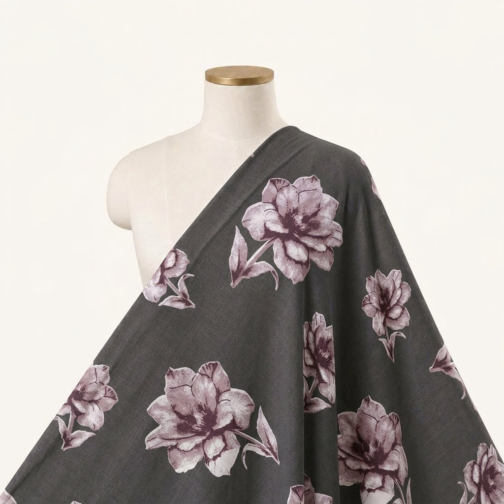 Floral Green Floral Rayon Fabric Draped as a saree