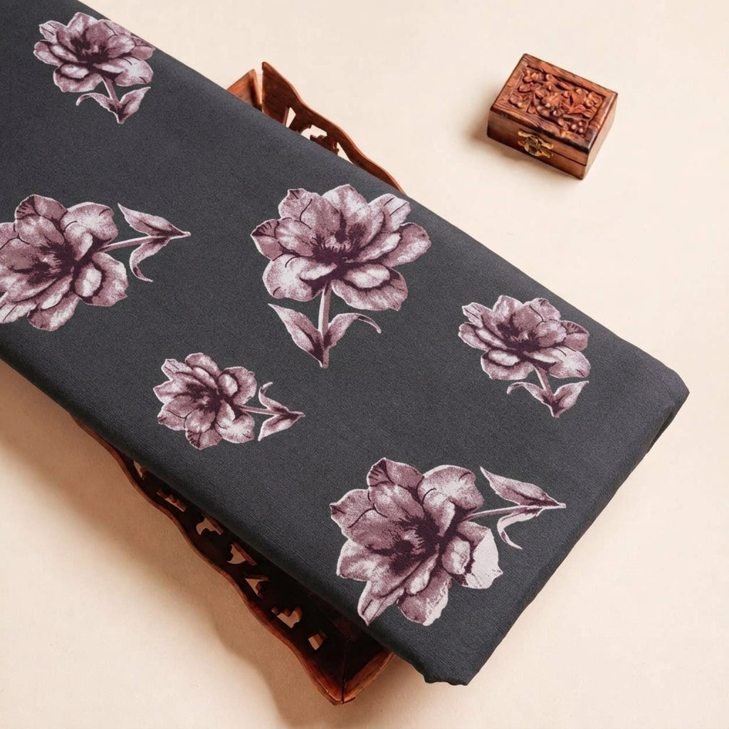 Folded Green Floral Rayon Fabric Highlighting and Texture