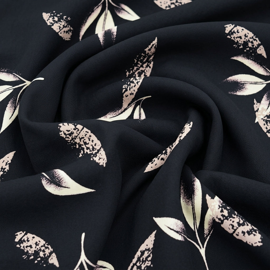 Swirled Leaf Leaf Rayon Fabric