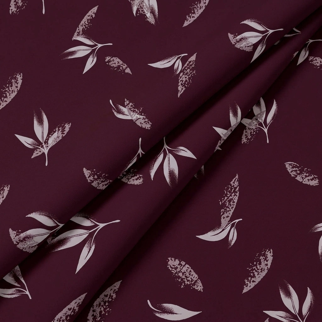 Folded Leaf Wine Leaf Rayon Fabric